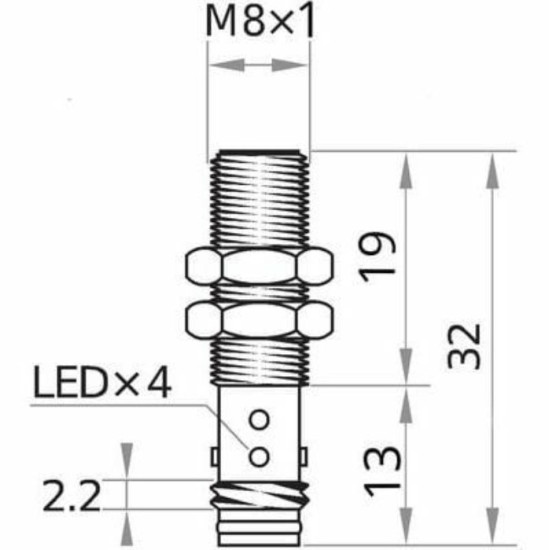 Czujnik indukcyjny M8 DCUGM-8-PSK-ST3 PNP NO, 4 mm, IP67