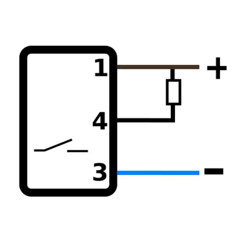 Czujnik indukcyjny M12 DCDGL-12-NSK-ST4 NPN NO, 4 mm, IP67