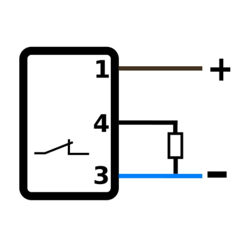 Czujnik indukcyjny M12 DCDGS-12-POK-ST4 PNP NC, 4 mm, IP67