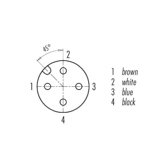 Układ pinów i kolory żył przewodu M12 4-pin binder 79 3430 24 04