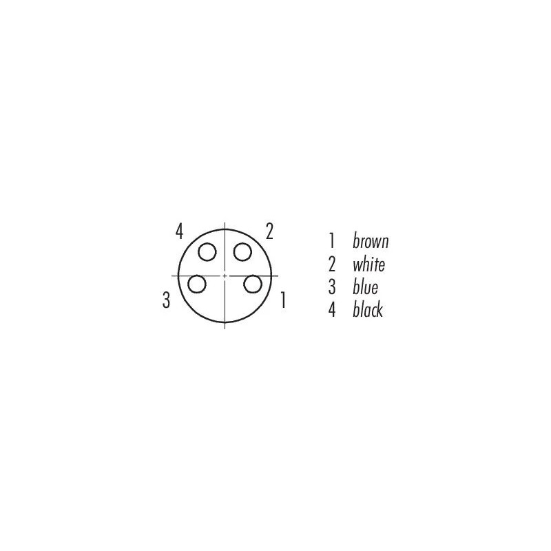 Układ styków M8 4-pin A-coded binder 77 3408 0000 20004-1000