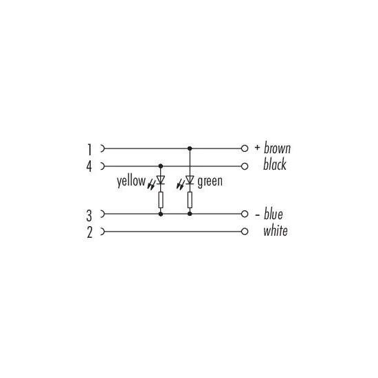 Schemat połączeń przewodu M12 LED PNP binder 77 3634 0000 50004-0500