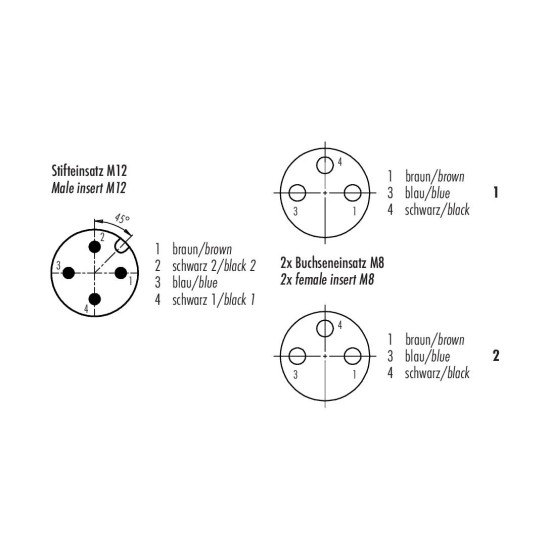 Rozdzielacz Y - binder - M8/M8 na M12