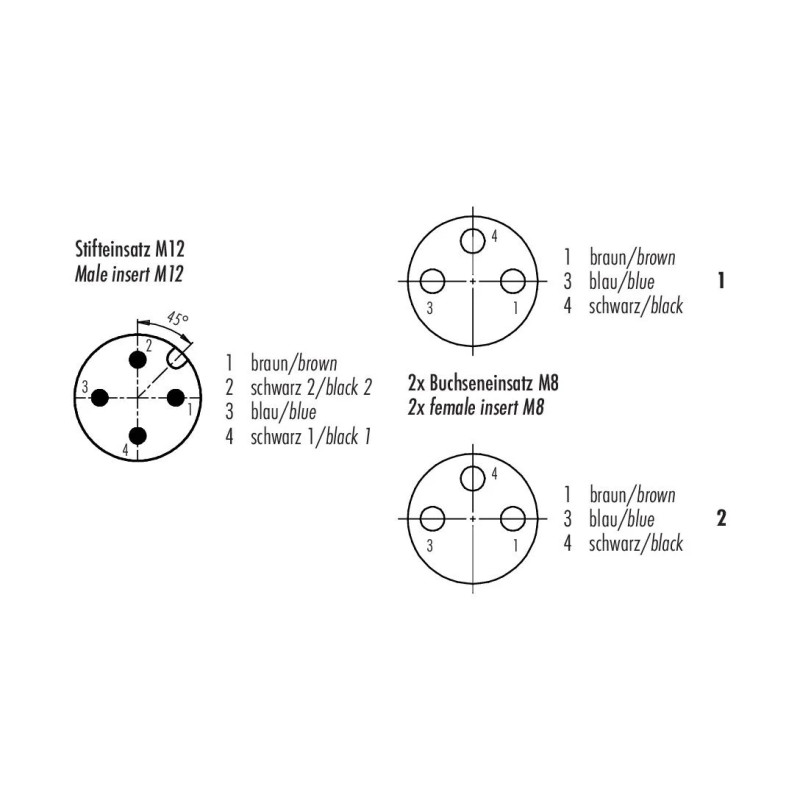 Rozdzielacz Y - binder - M8/M8 na M12