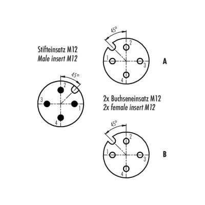 Trójnik - binder - M12 4 pin męska - 2 x M12 4 pin żeńska - slim