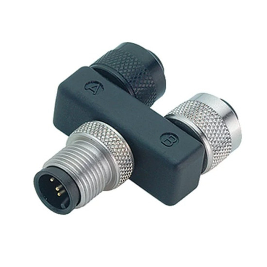 Trójnik - binder - M12 4 pin męska - 2 x M12 4 pin żeńska - slim