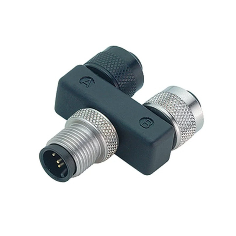 Trójnik - binder - M12 4 pin męska - 2 x M12 4 pin żeńska - slim