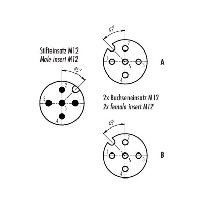 Trójnik - binder - M12 5 pin żeńska - 2 x M12 5 pin męska - slim