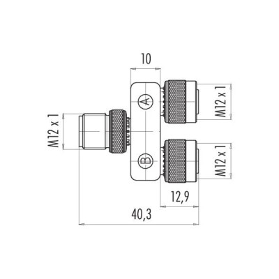 Trójnik - binder - M12 5 pin żeńska - 2 x M12 5 pin męska - slim
