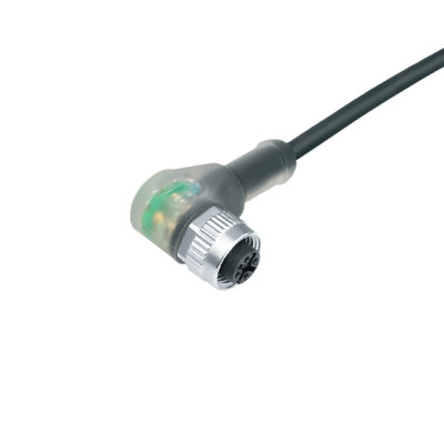 Żeńskie kątowe złącze M12-A 4-pin LED PNP binder 77 3634 0000 50004-0500