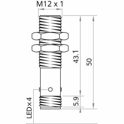 Czujnik indukcyjny M12 PNP NO Eickmann Elektronik DCUGS-12-PSK-ST4 8 mm