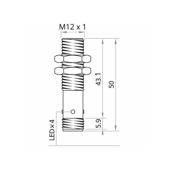 Czujnik indukcyjny M12 PNP NO Eickmann Elektronik DCUGS-12-PSK-ST4 8 mm