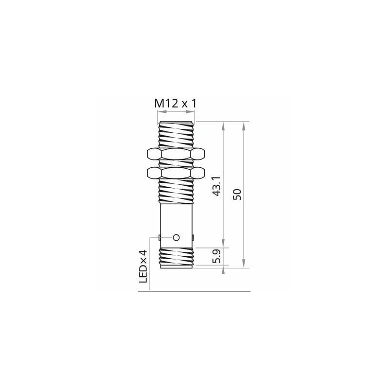 Czujnik indukcyjny M12 PNP NO Eickmann Elektronik DCUGS-12-PSK-ST4 8 mm