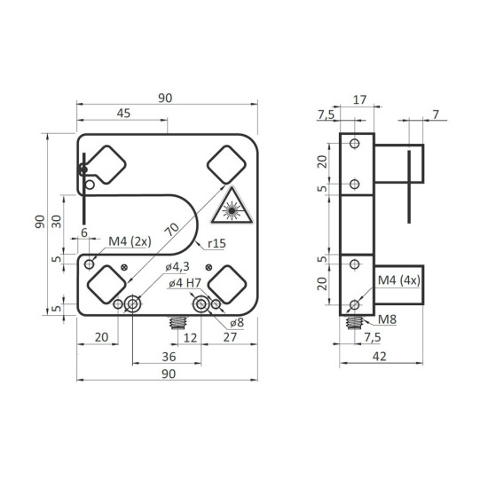 Czujnik optyczny do kalibracji  OLZ-70-2PSK-ST3-4 | Eickmann Elektronik