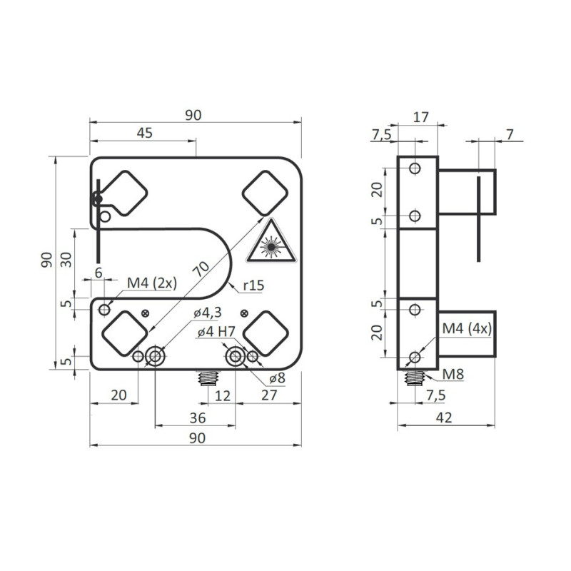 Czujnik optyczny do kalibracji  OLZ-70-2PSK-ST3-4 | Eickmann Elektronik