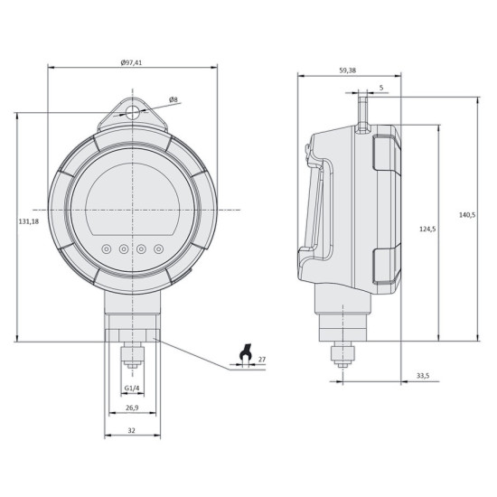 Manometr cyfrowy elektroniczny CPG1200 60 bar | WIKA