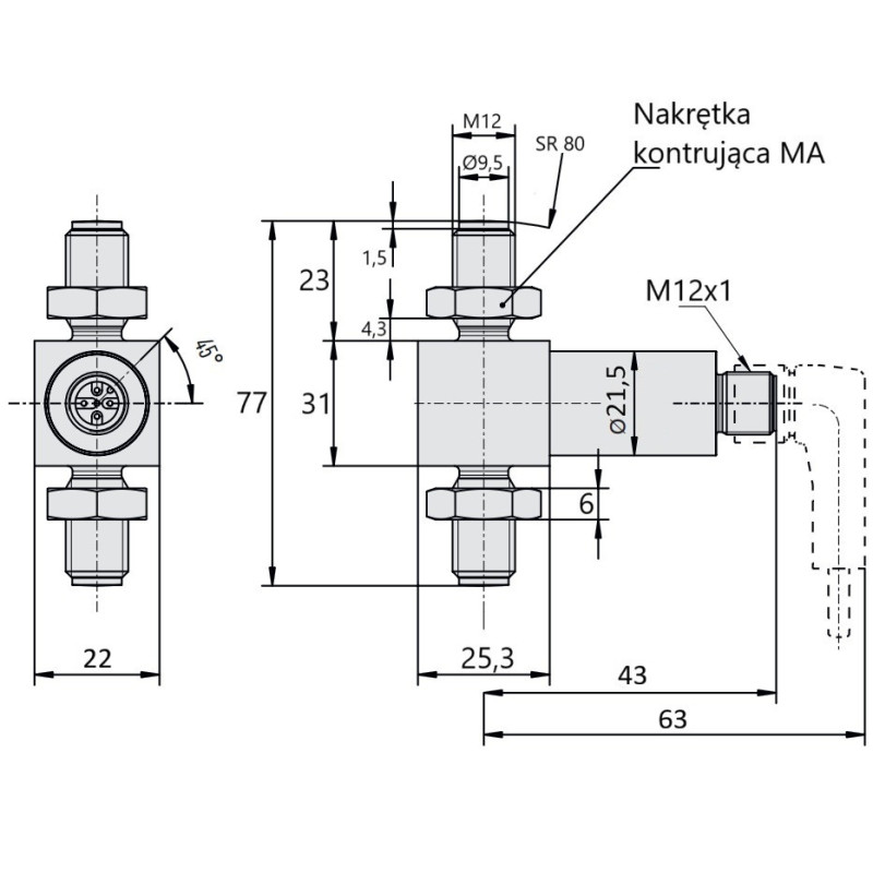 Przetwornik siły F2301 10 kN 4-20 mA WIKA stal nierdzewna