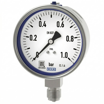 Manometr nierdzewny 1 bar, 63 mm, G1/4B, dolny | WIKA 232.50