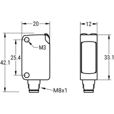 Wymiary Eickmann Elektronik OEV/OSV-32-PUK-ST3-4 – 42,1 × 20 × 12 mm