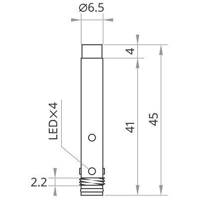 Czujnik indukcyjny DCDGS-065-PSK-ST3 – rysunek techniczny