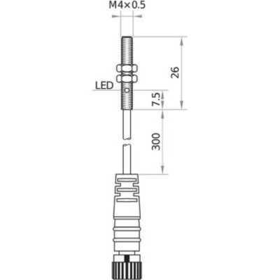 Czujnik indukcyjny M4 DCG-4,0-PSK-KST3 PNP NO, 0,6 mm, IP67