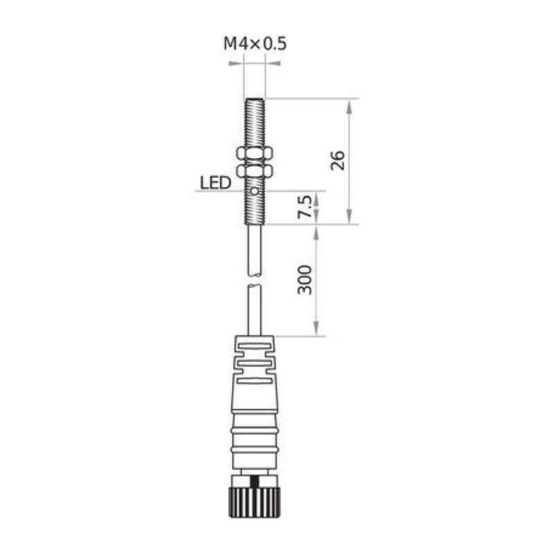 Czujnik indukcyjny M4 DCG-4,0-PSK-KST3 PNP NO, 0,6 mm, IP67