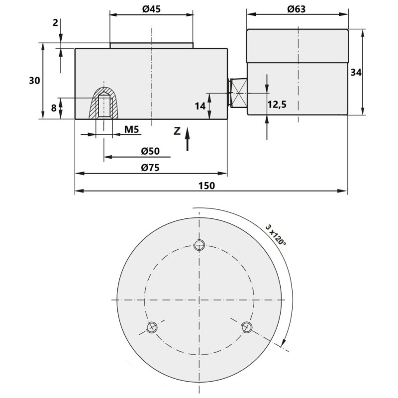 Przetwornik hydrauliczny WIKA F1106 14589283 – 2,5 kN | Czujnik siły