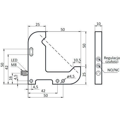 Czujnik widełkowy kątowy OGW-50-PUK-ST3 | Eickmann Elektronik