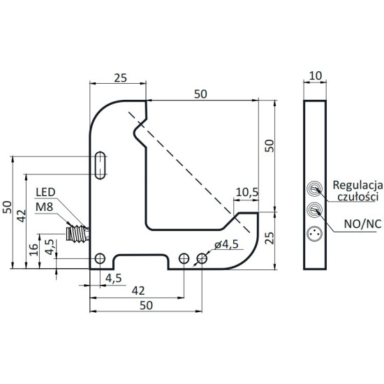 Czujnik widełkowy kątowy OGW-50-PUK-ST3 | Eickmann Elektronik