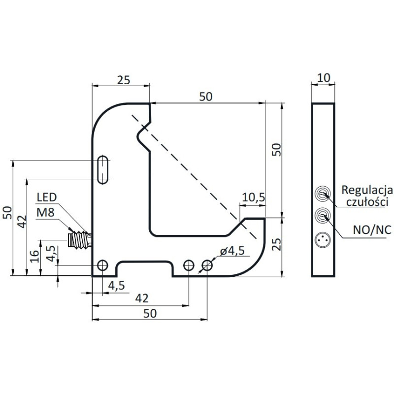 Czujnik widełkowy kątowy OGW-50-PUK-ST3 | Eickmann Elektronik