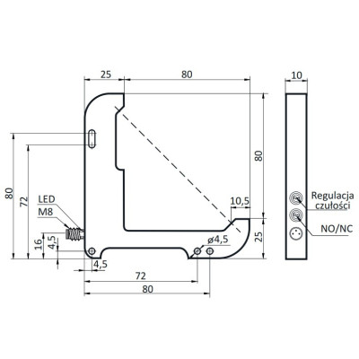 Czujnik widełkowy kątowy OGW-80-PUK-ST3 | Eicmann Elektronik