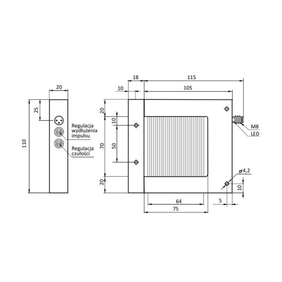 Czujnik ramkowy 70x64 mm, PNP NO, rozdz. 1mm | Eickmann Elektronik
